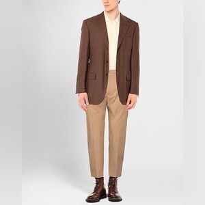 Beaucoup Italia Men's Pleated Tan Trousers